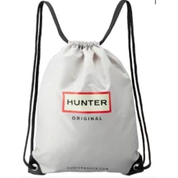 ~ HUNTER Backpack Lightweight Strong Nylon Drawstring Cinch Adjustable Gray Blk - Picture 1 of 15